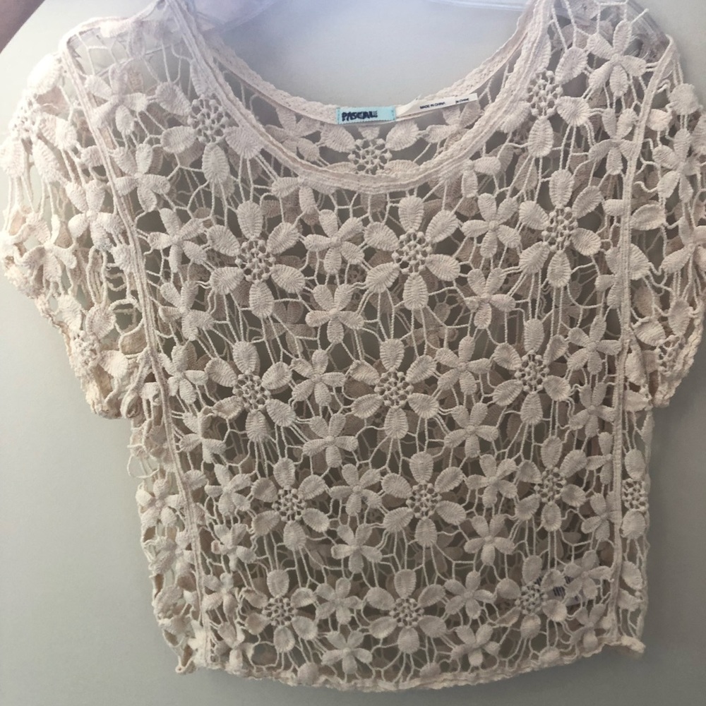 Cream Urban Outfitters Crochet Top